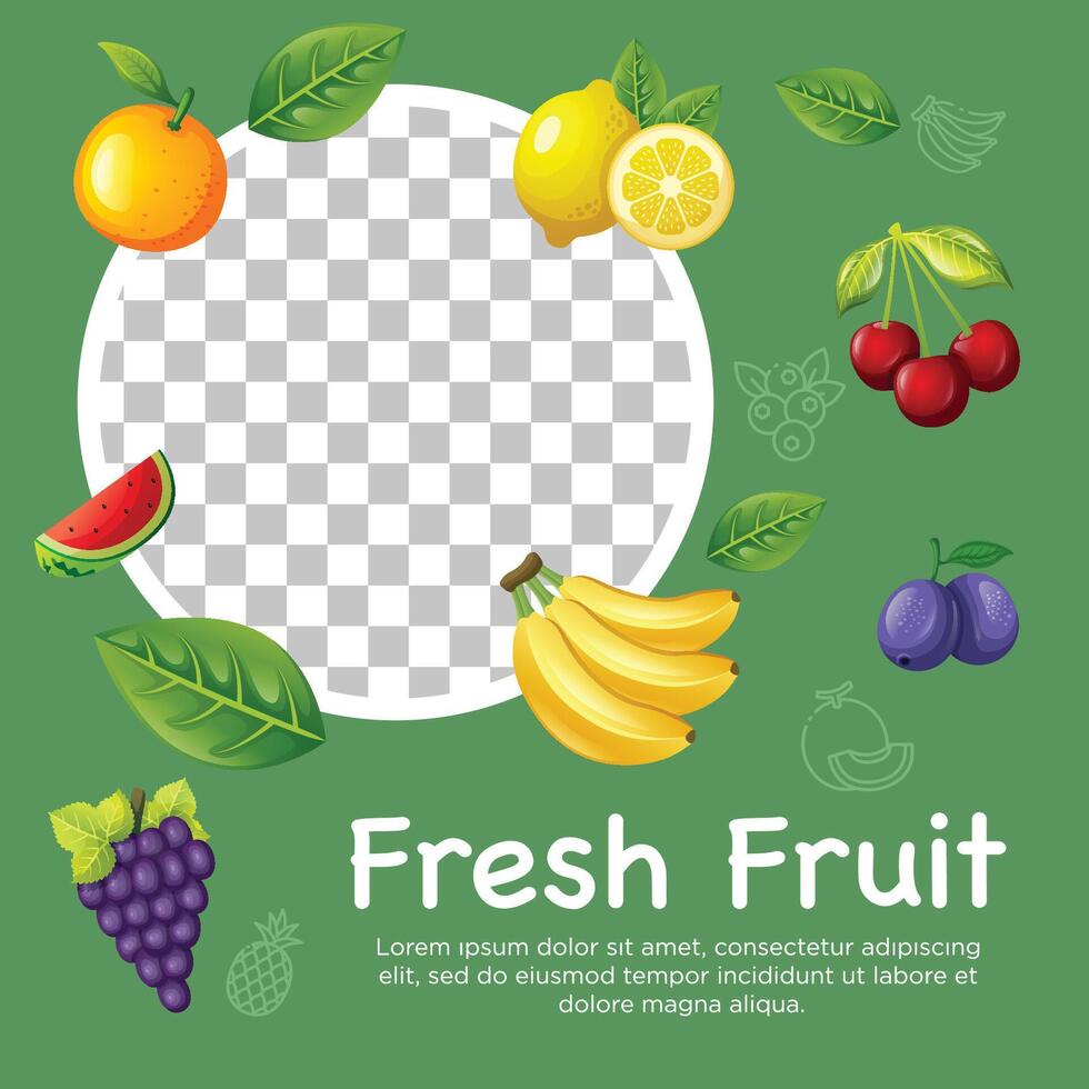 Fruta modelo social medios de comunicación enviar con foto vector