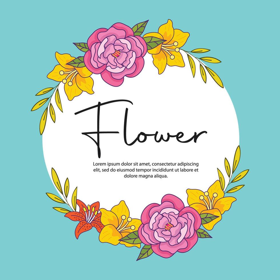 Flower frame background template design vector