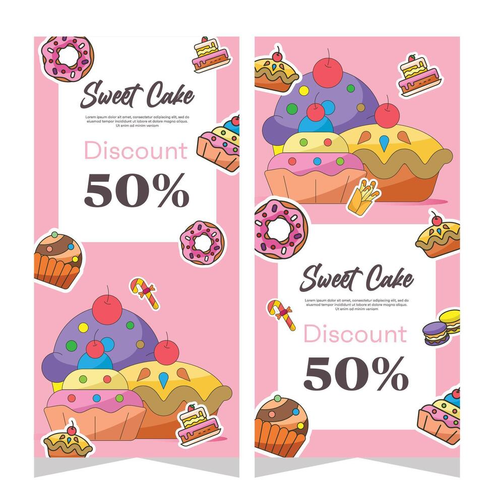 Vertical template banner of cupcakes in vector design