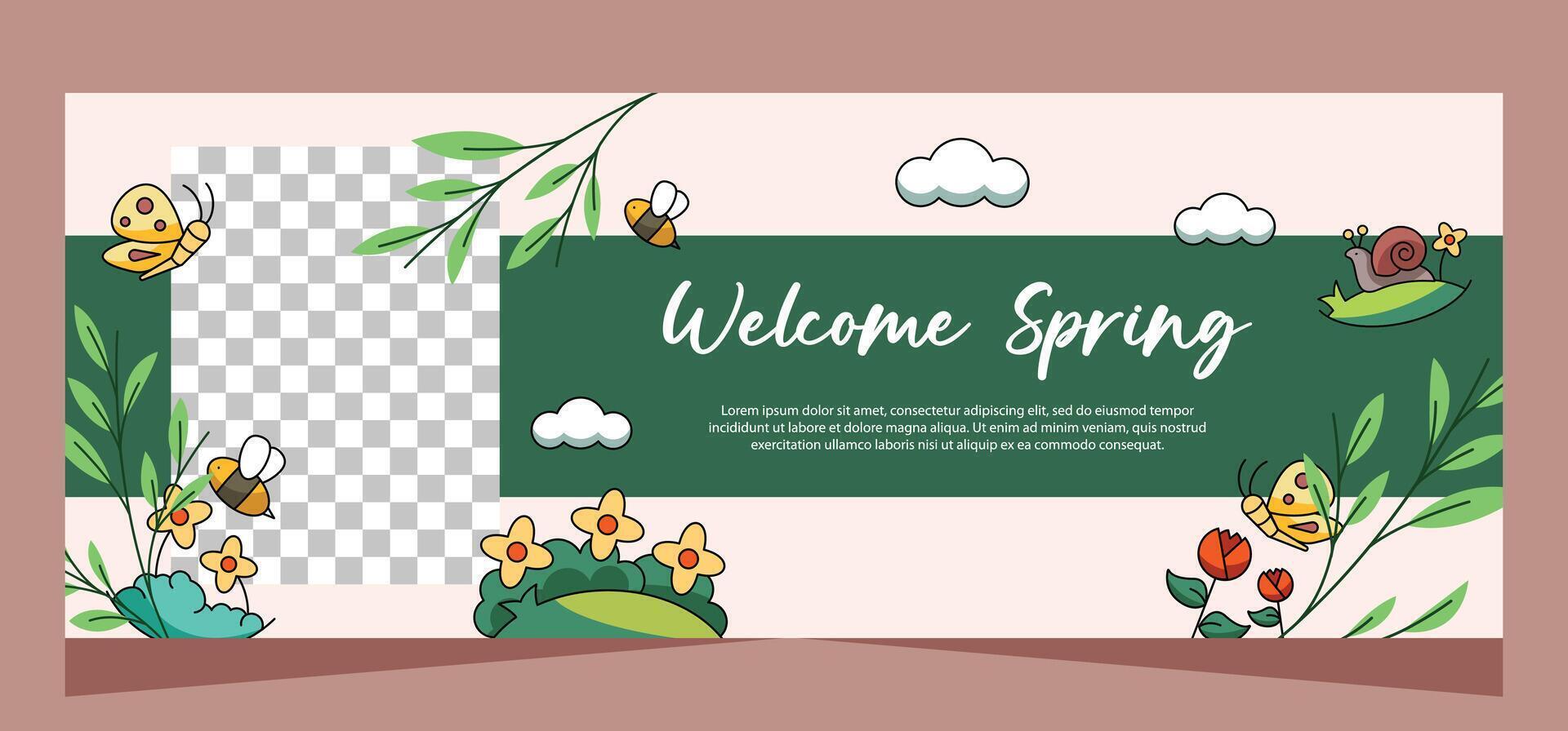 Horizontal spring banner template. Vector design