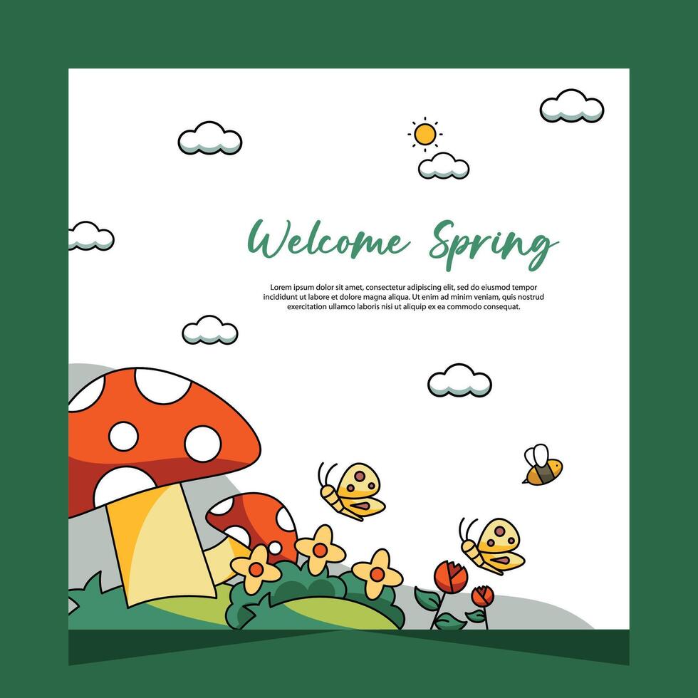 Spring social media post template. Vector Design