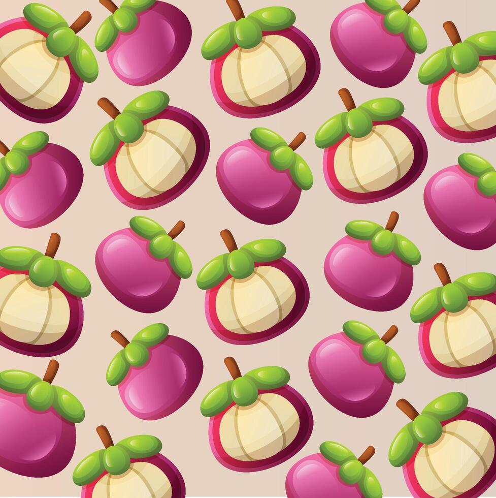 Mangosteen fruit pattern background design vector