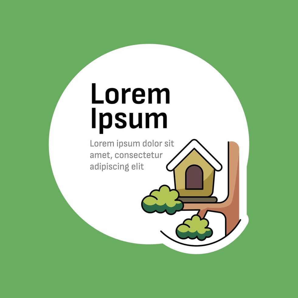 Bird house card design. Template design vector