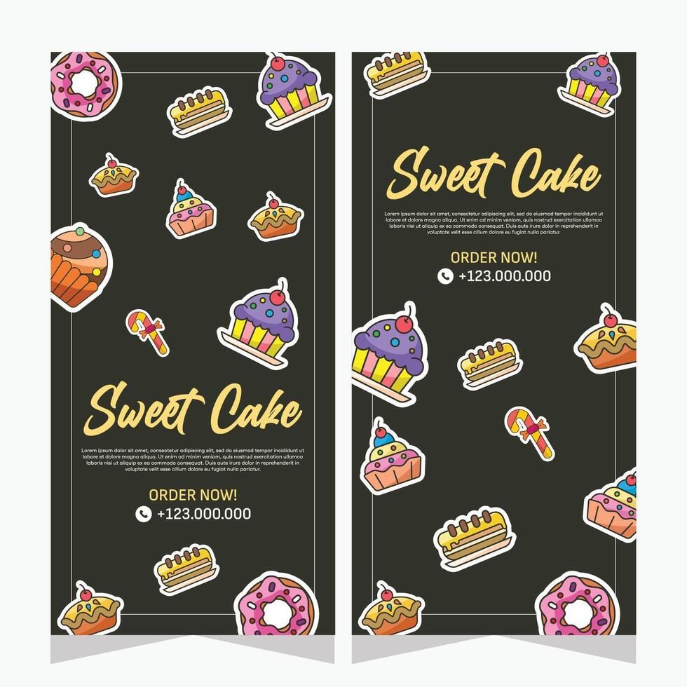 Vertical template banner of cupcakes in vector design