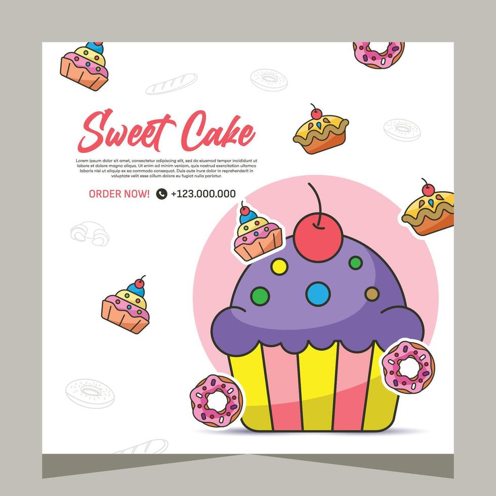 Bakery flayer or social media post template vector