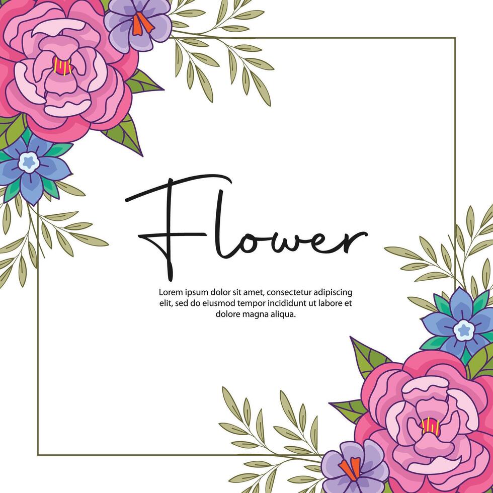 Flower frame background template design vector