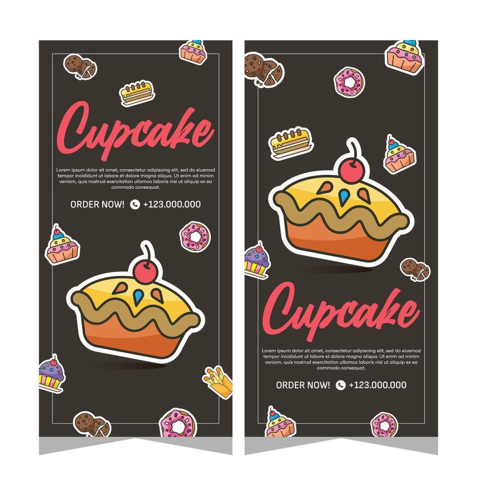 Bakery template vertical banner design vector