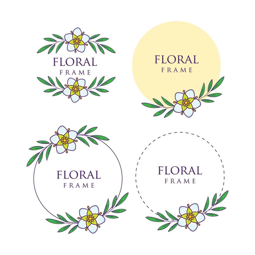 Floral collection frame design vector