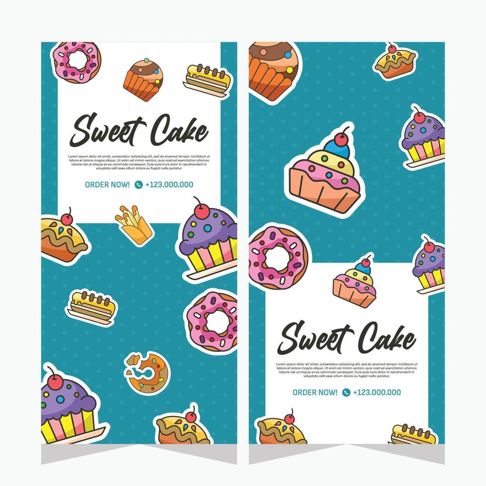 Sweet bakery vertical banner template or history social media in vector