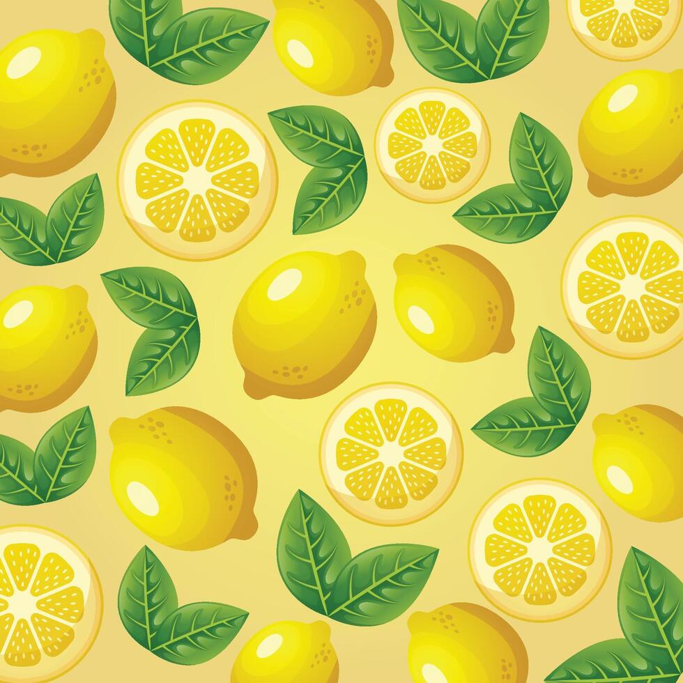 Lemon fruit pattern background design vector