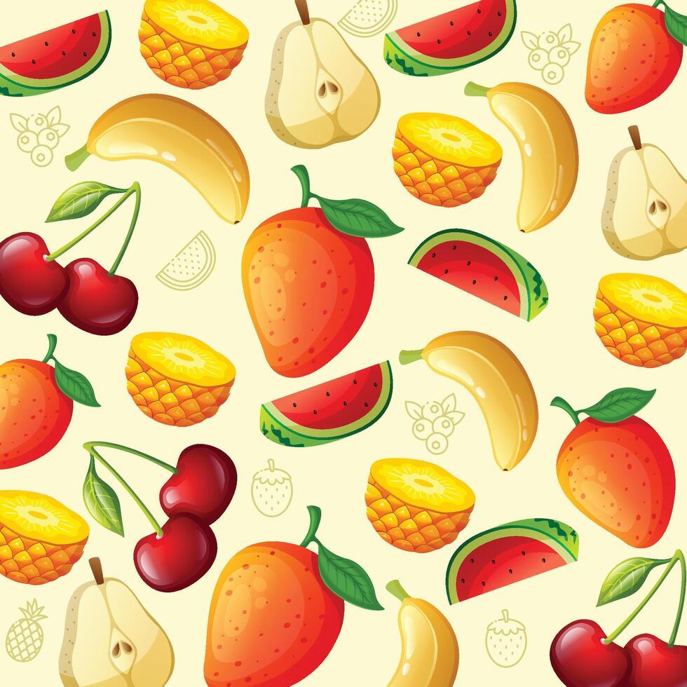 Realistic fruit background design vector