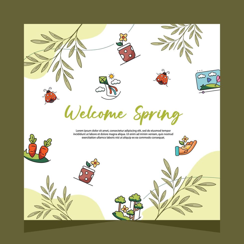 Spring social media post template. Vector Design