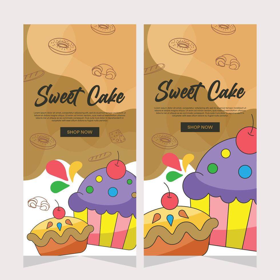 Vertical template banner of cupcakes in vector design