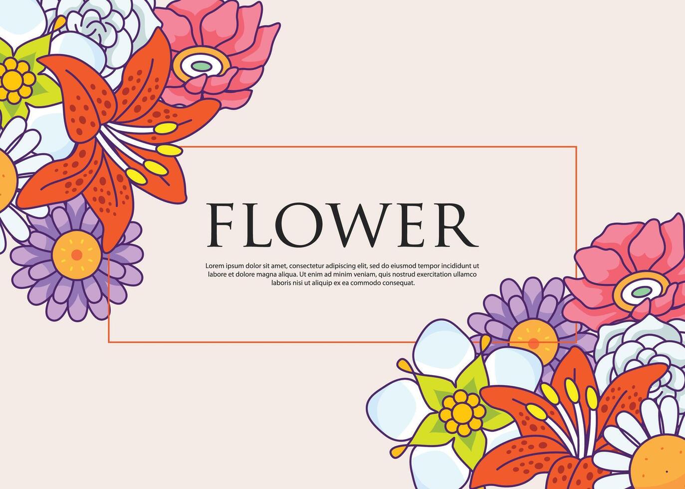 Element floral frame collection design vector