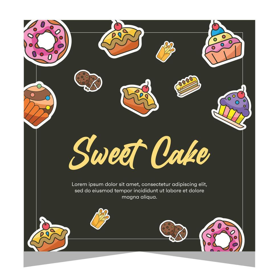 Sweet cake flayer or social media post template vector