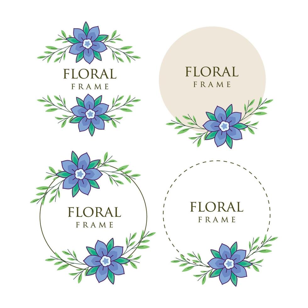 Floral collection frame design vector