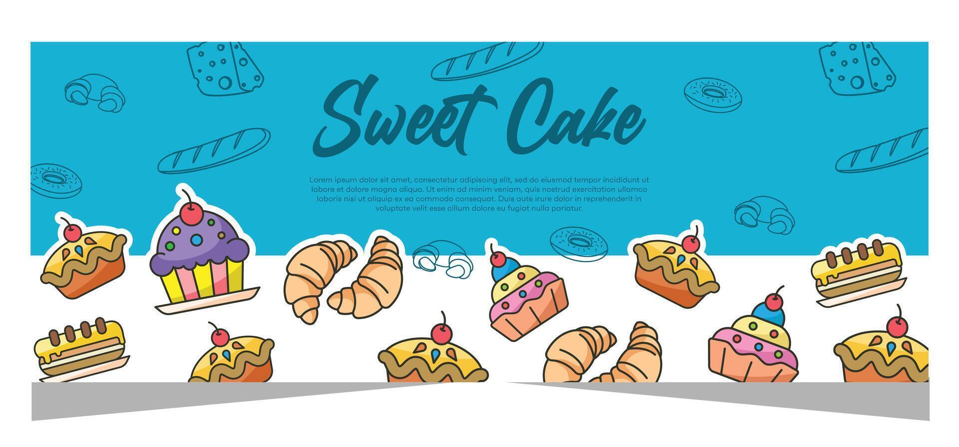 Sweet bakery banner template for social media or print template in vector file