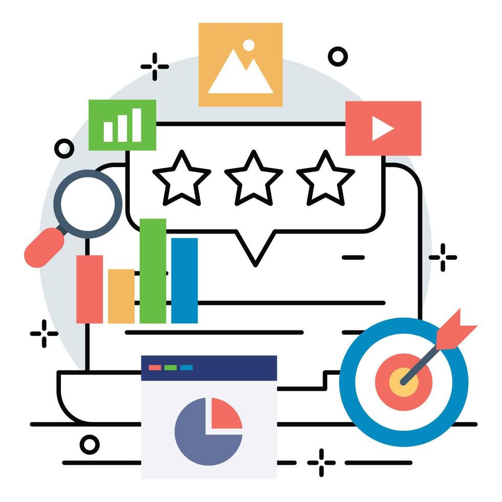 Review illustration design. Feedback user design vector