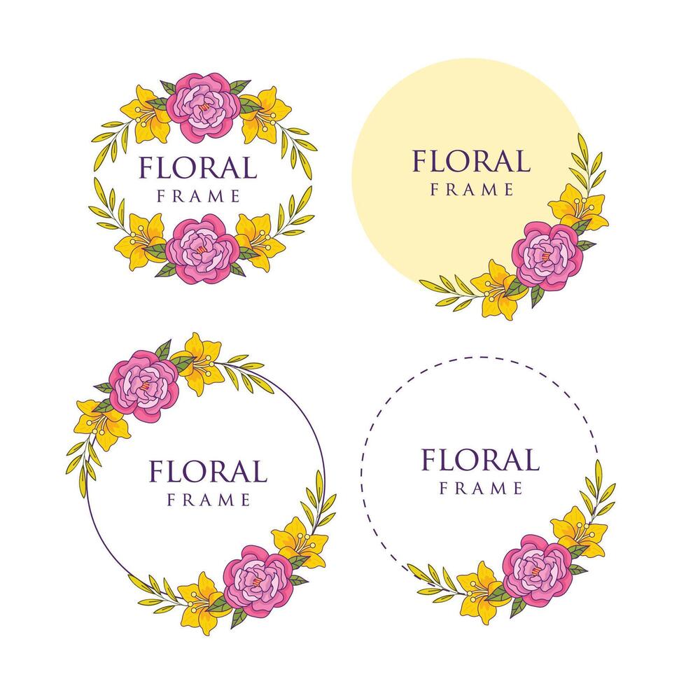Floral collection frame design vector