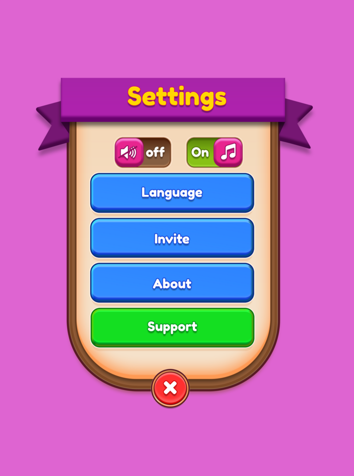 Setting Popup Game UI Design. Setting popup design. Game interface PSD