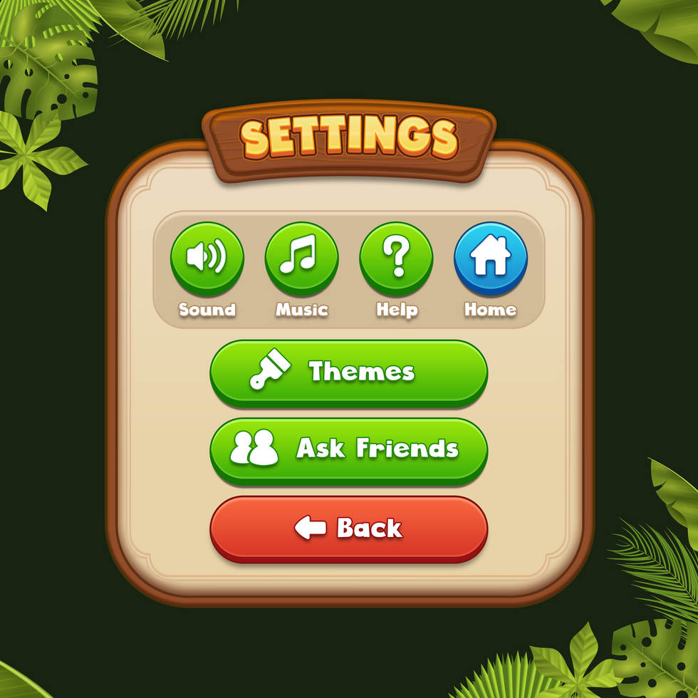 Setting Popup Game UI. Design Wooden Setting popup design. Game interface PSD