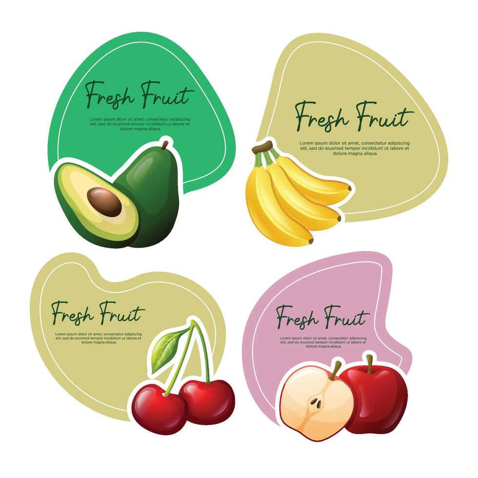 Fruit set card design for promotions vector