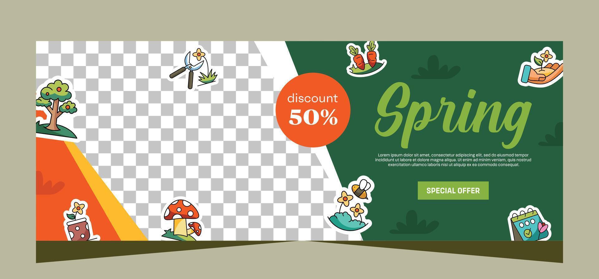 Spring banner template design. Vector design