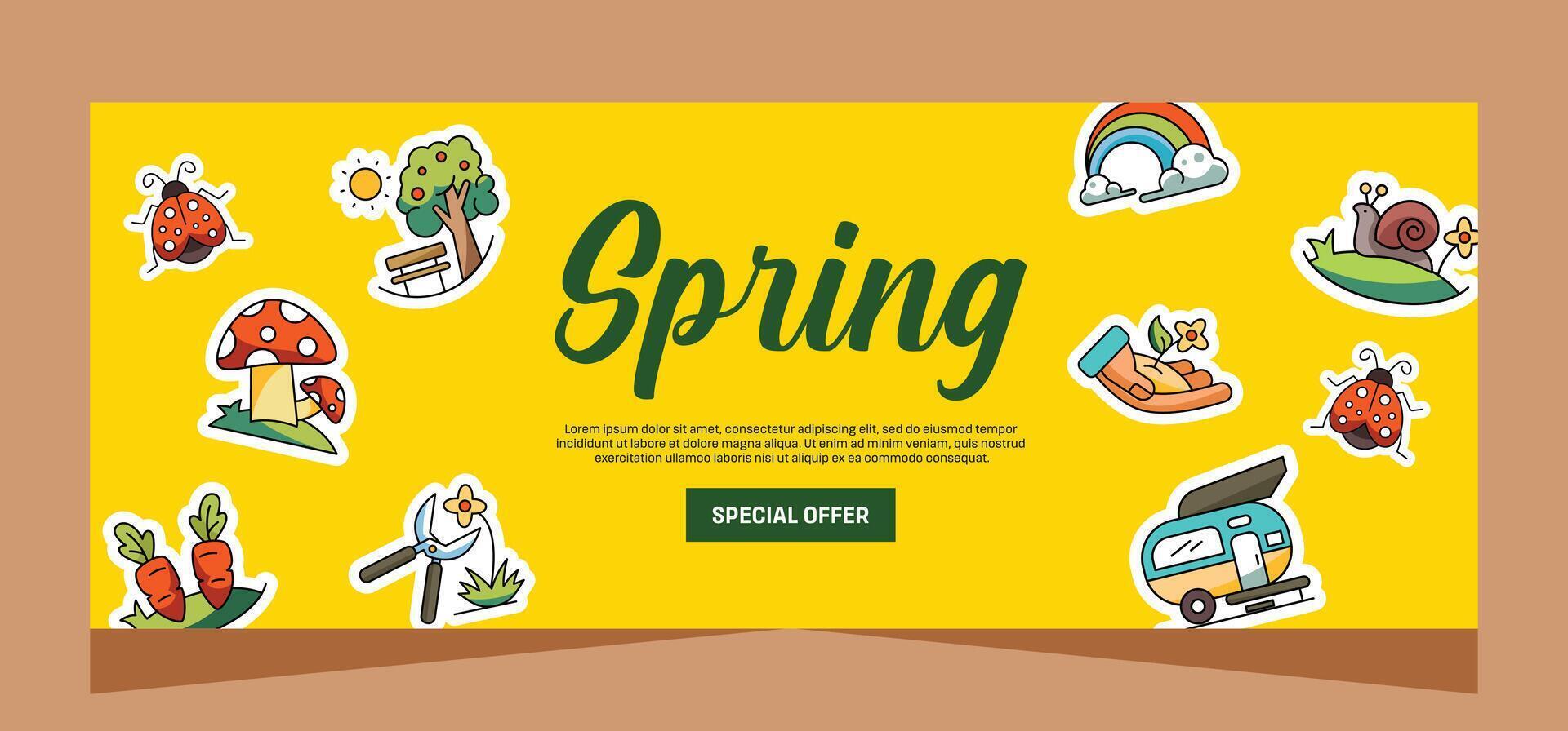 Horizontal spring banner template. Vector design