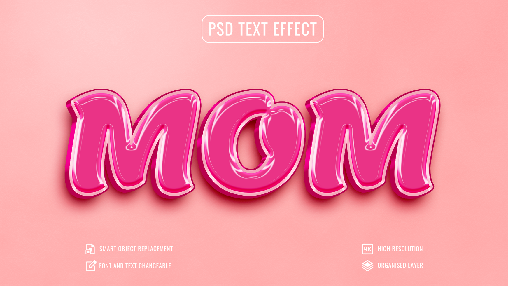 Mothers day editable glossy text effect psd