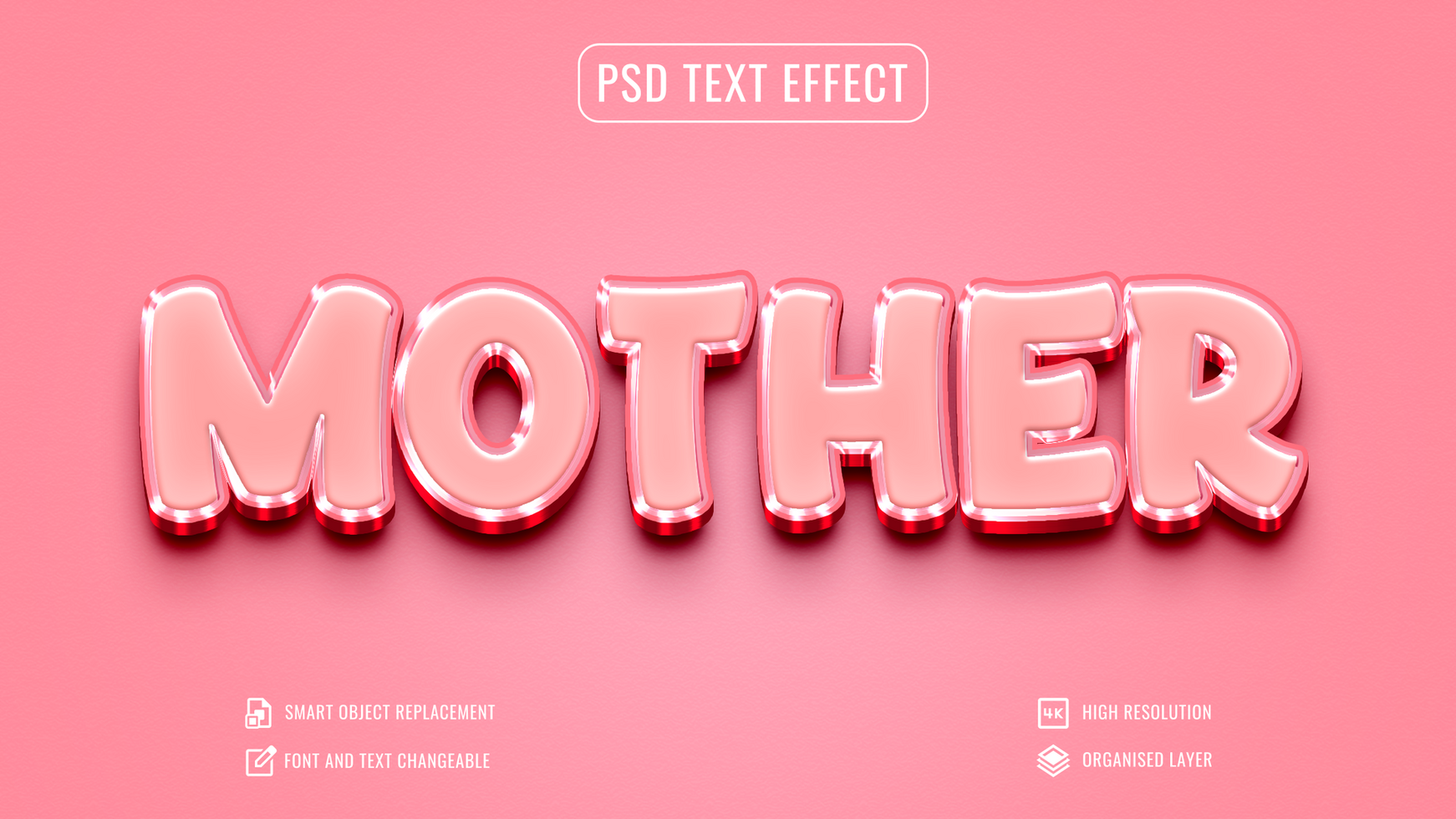 Mother 3d editable text effect psd