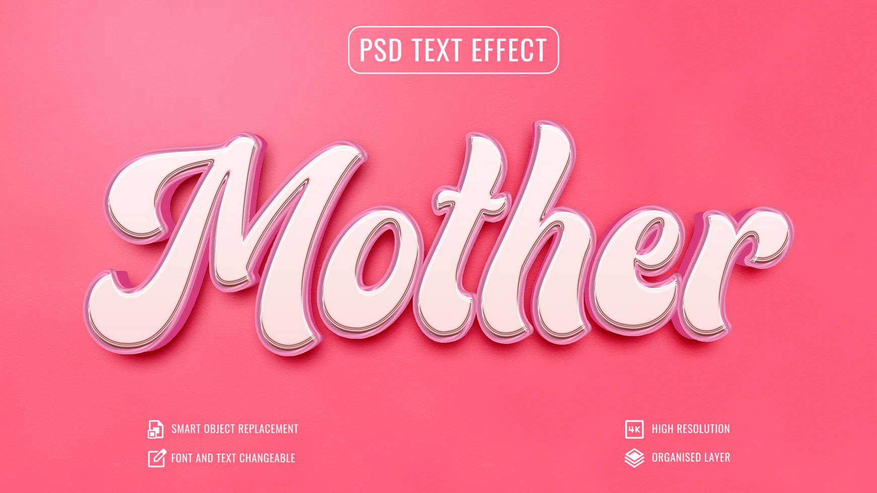 Mother editable 3d text effect psd