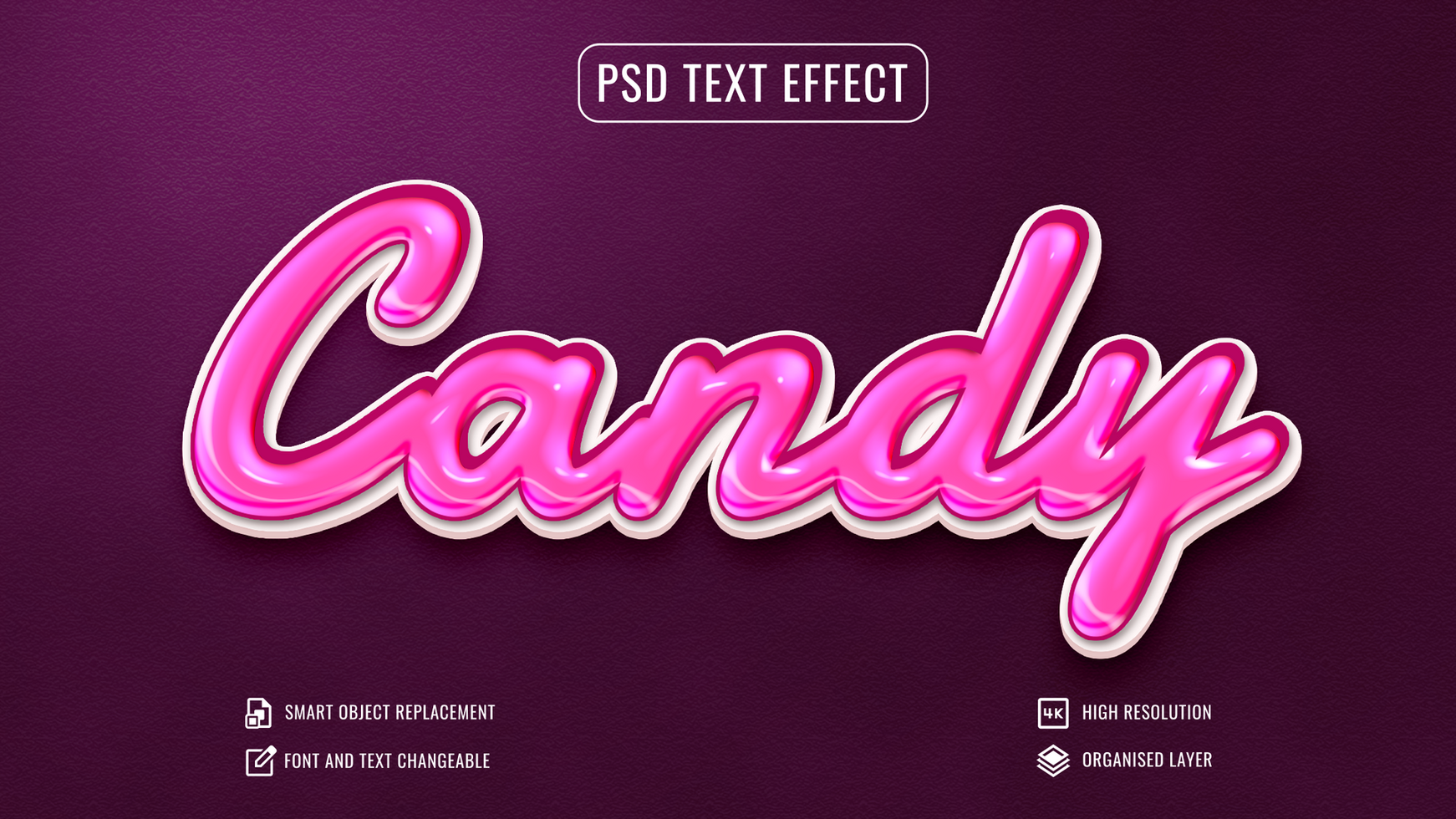 Shiny Candy text effect on isolated background psd