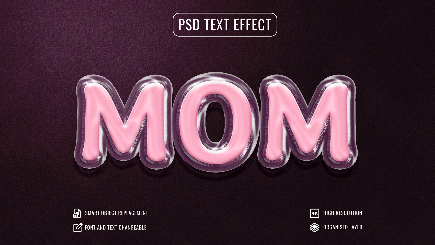 Editable transparent balloon text effect psd