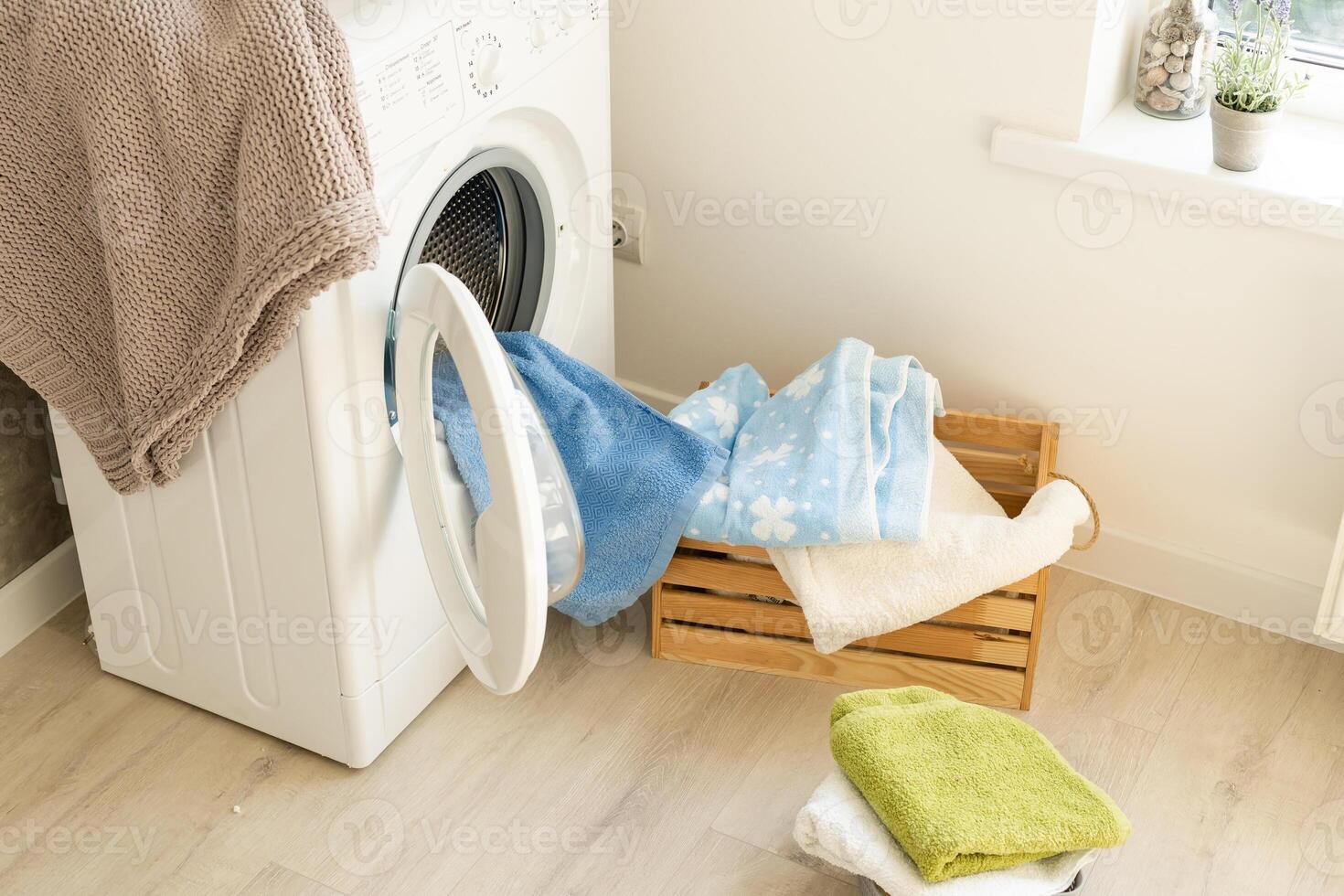 Laundry room in new apartment. photo