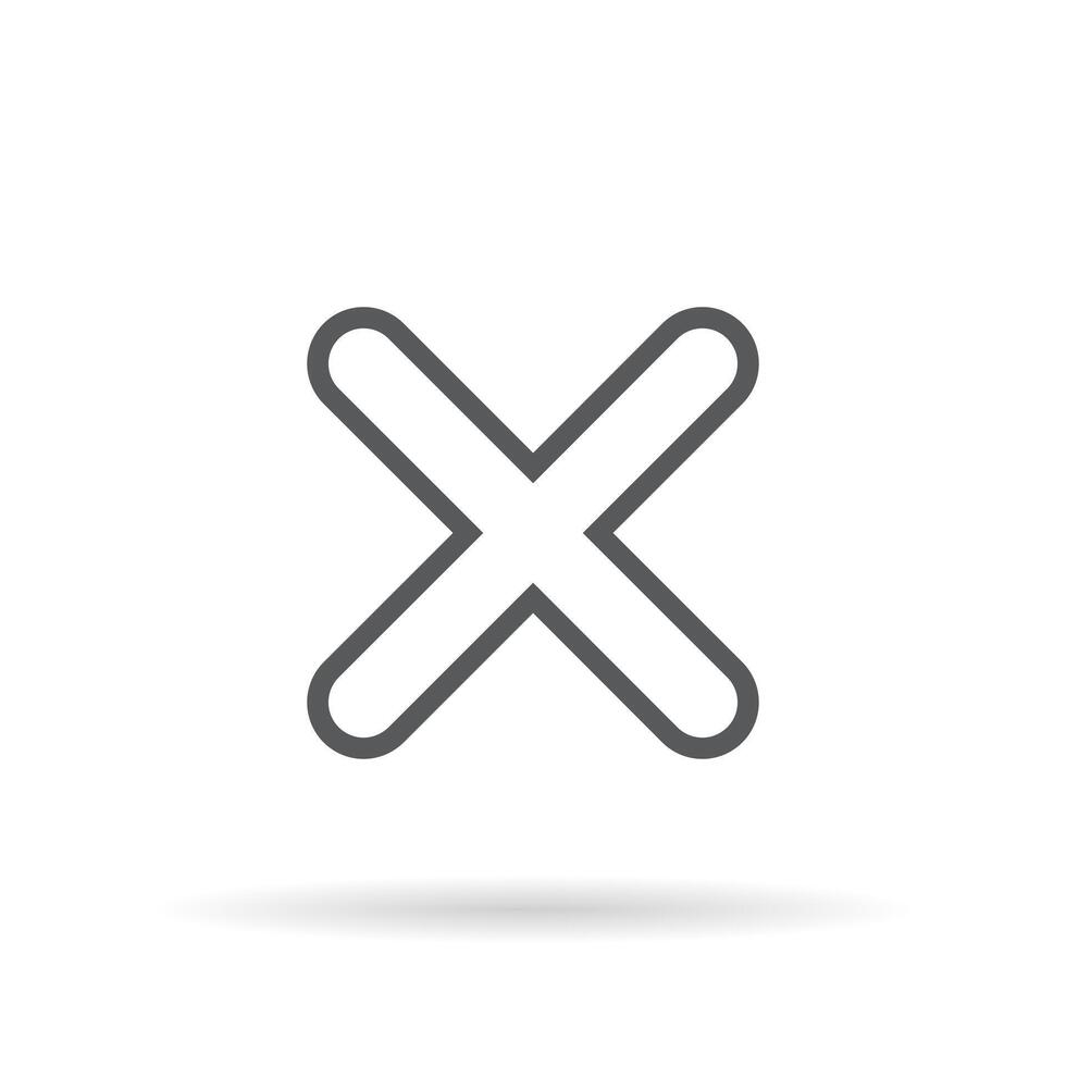 X cross mark line icon vector isolated on white background. Reject sign symbol