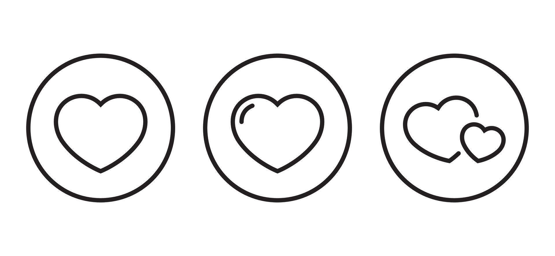 Love icon set in line style. Heart, romantic sign symbol vector. Editable stroke vector