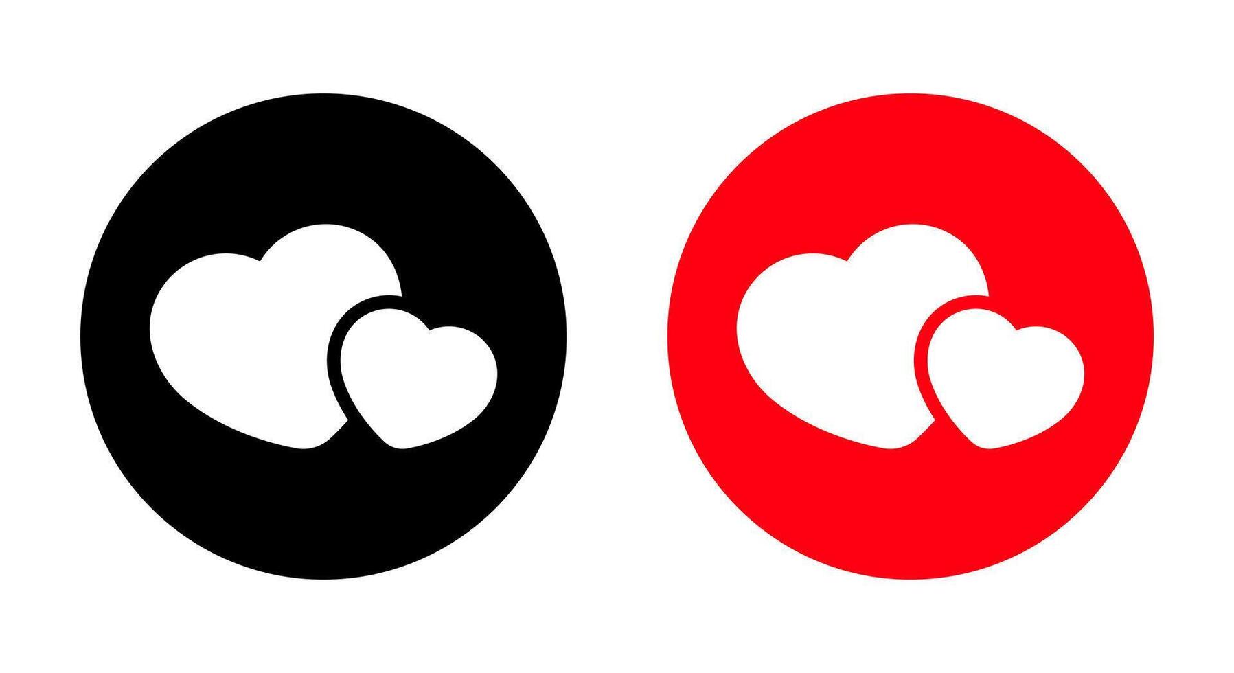 Double heart icon vector on circle background. Two love sign symbol