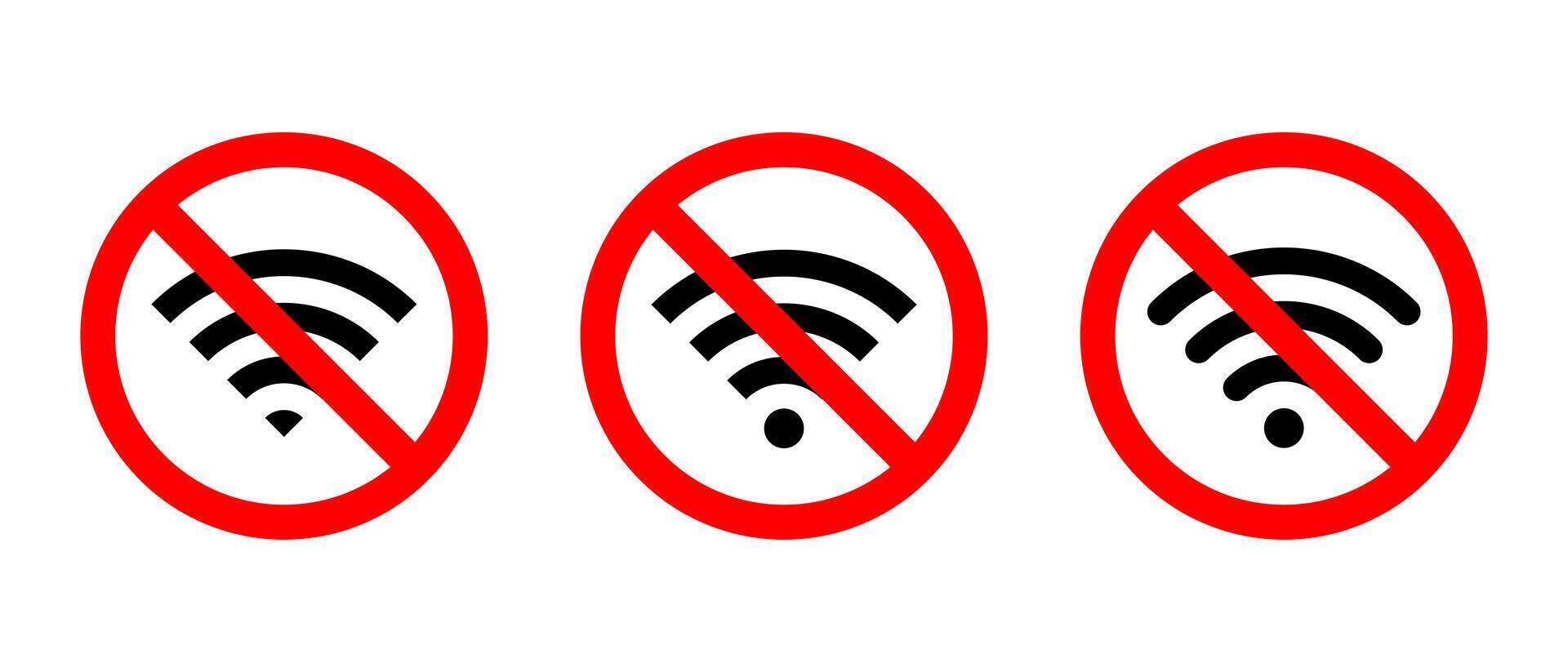 Wifi signal with forbidden sign icon vector. Wireless network prohibition symbol vector