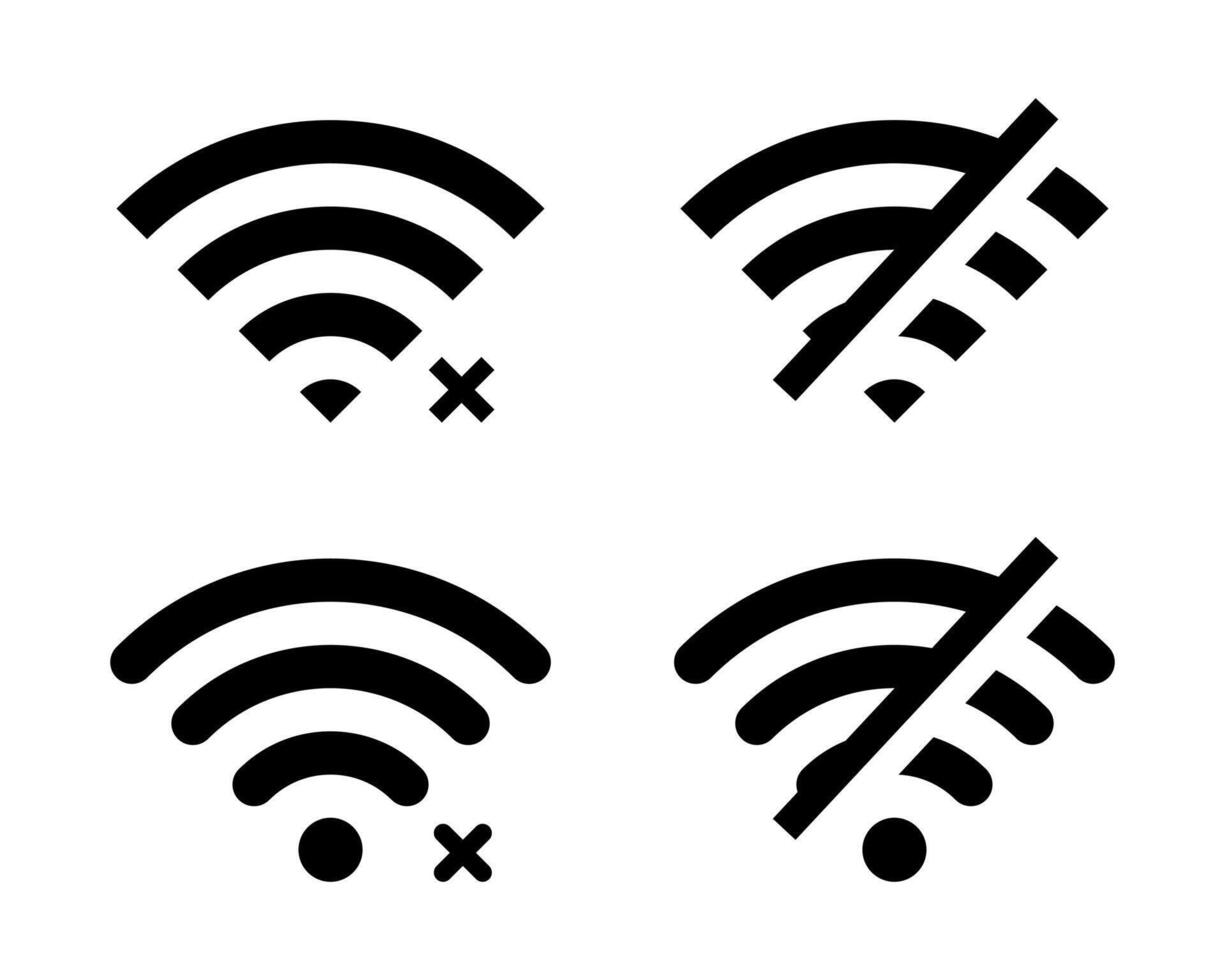 Set of disconnect wifi icon vector. Lost wireless connection sign. No signal symbol vector