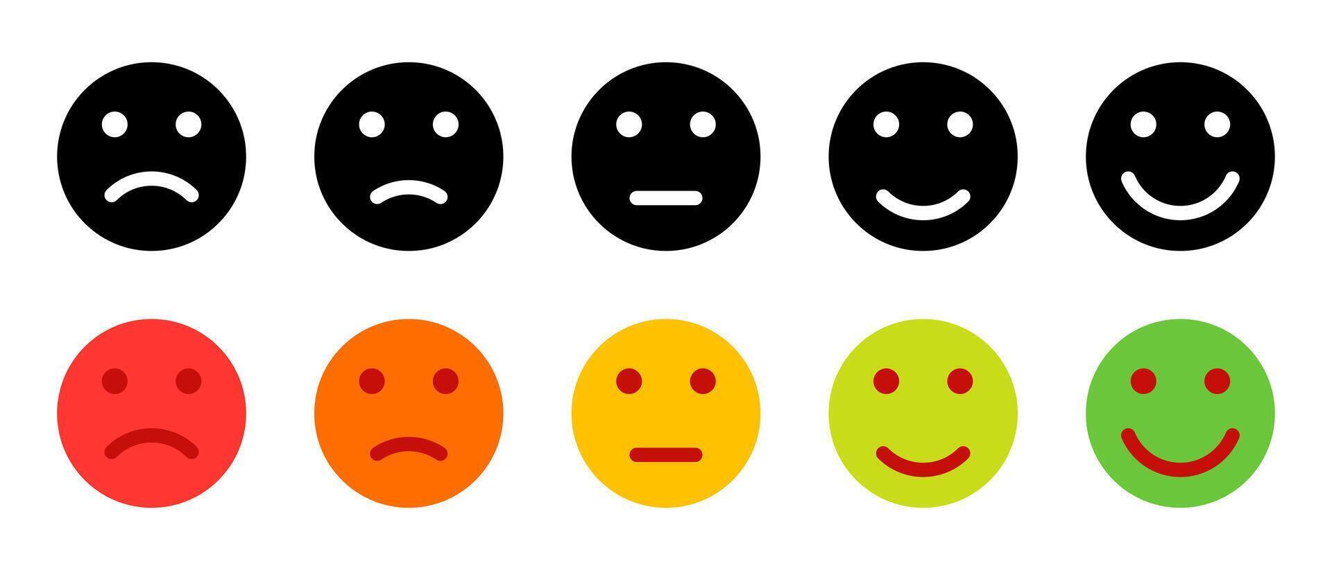 Customer satisfaction level icon vector. Five facial expression of feedback concept vector