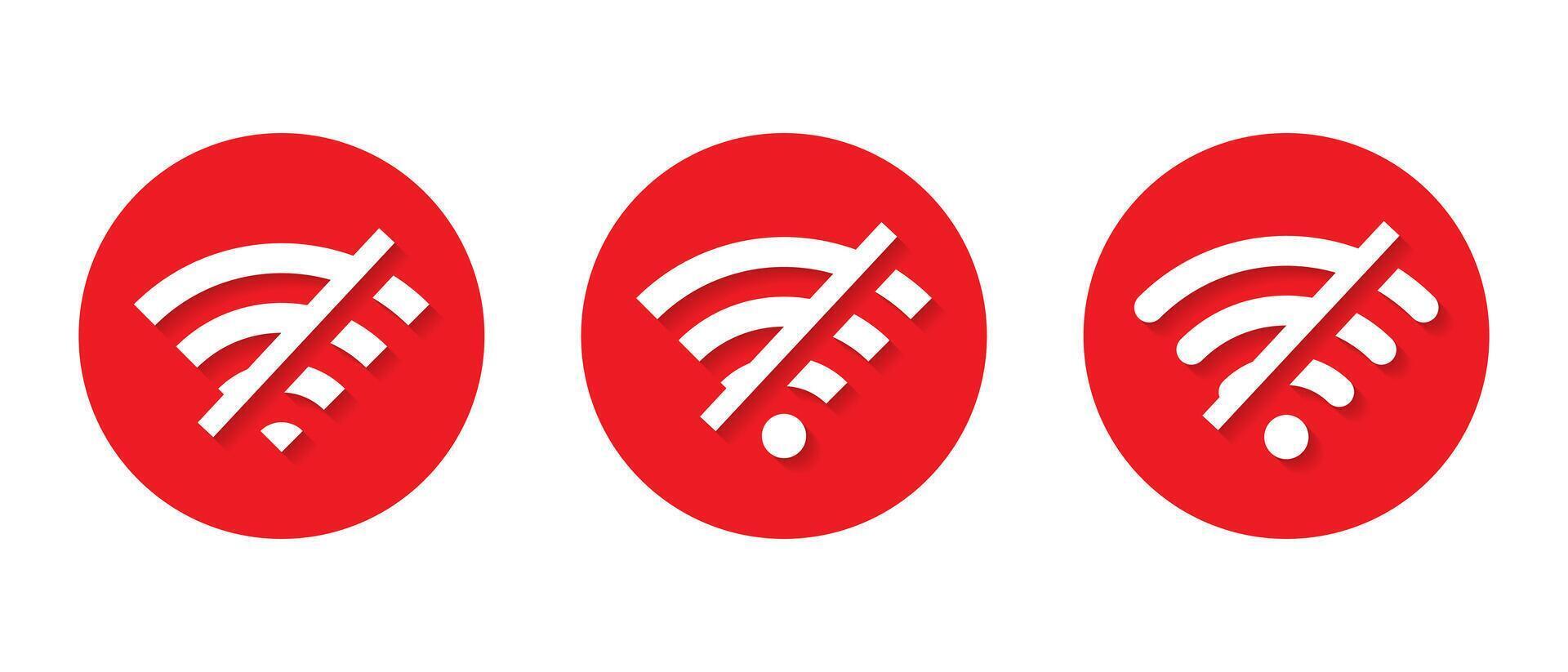 Disconnect wifi icon vector with shadow. Lost wireless network sign symbol