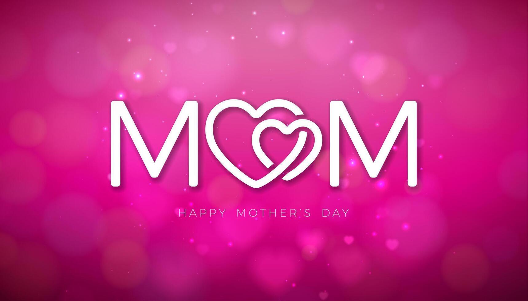 Happy Mother's Day Greeting card design with flower and typography letter on pink background. Vector Celebration Illustration template for banner, flyer, invitation, brochure, poster.