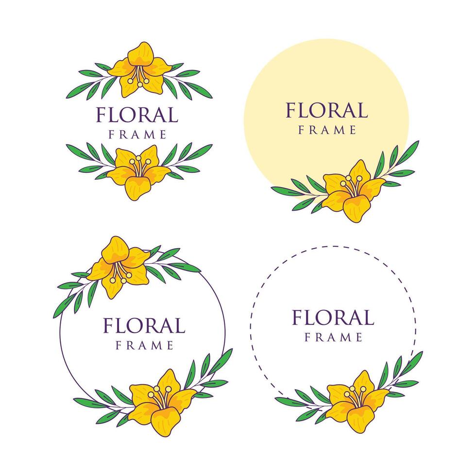 Floral collection frame design vector