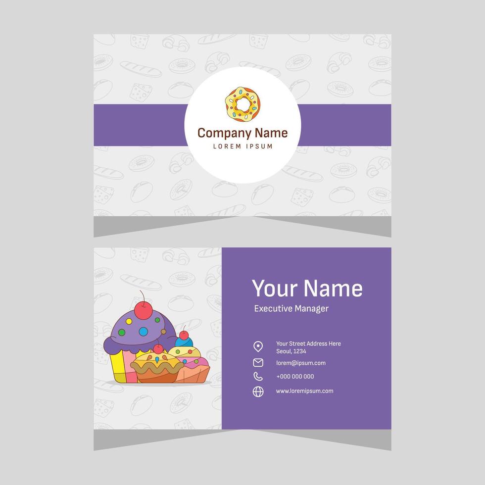 Bakery shop horizontal business card template vector