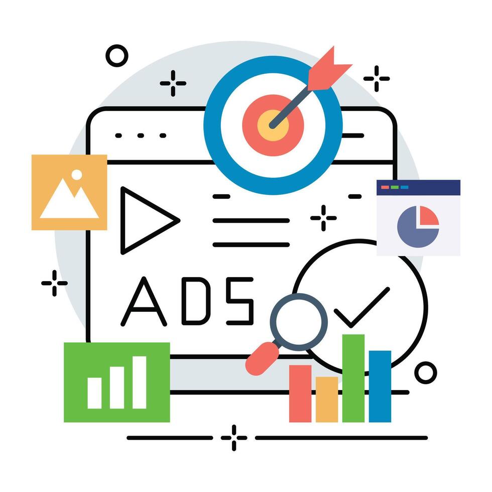 Illustration of digital ads design. Vector illustration