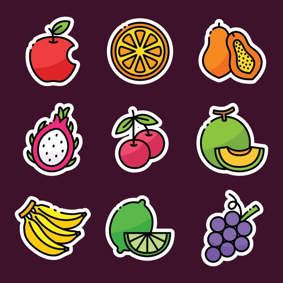 Set sticker for Fruit design vector