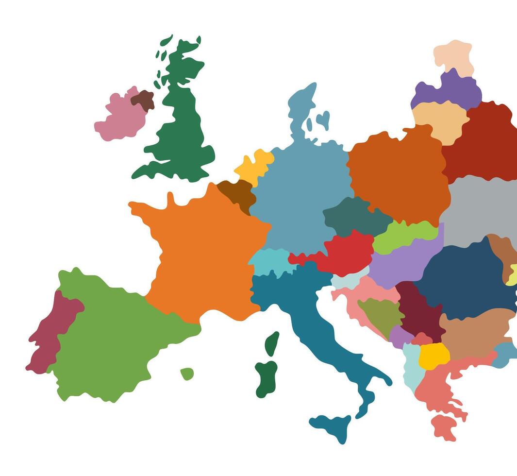 político mapa de Europa aislado en blanco antecedentes. vector