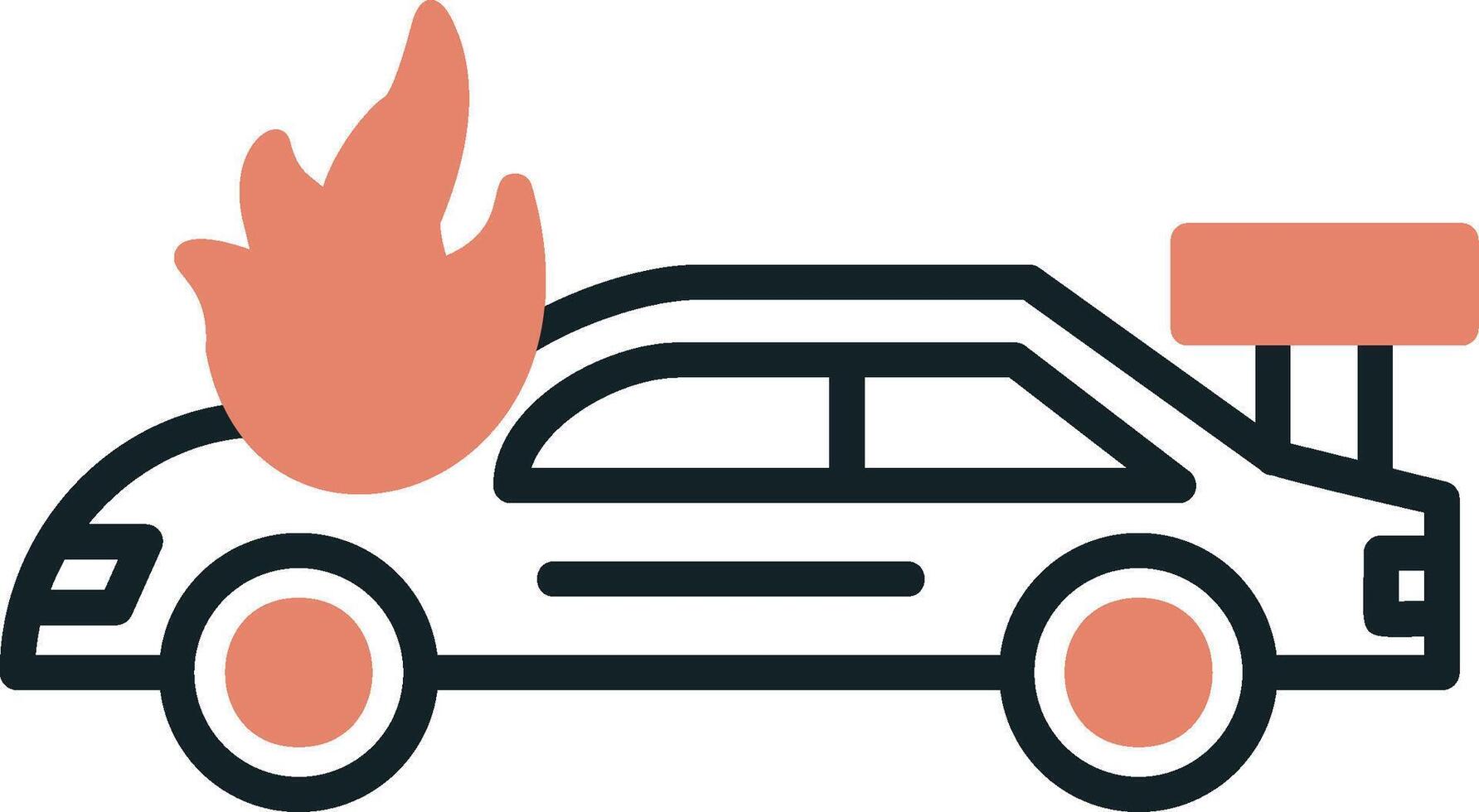 Accident Car In Fire Vector Icon