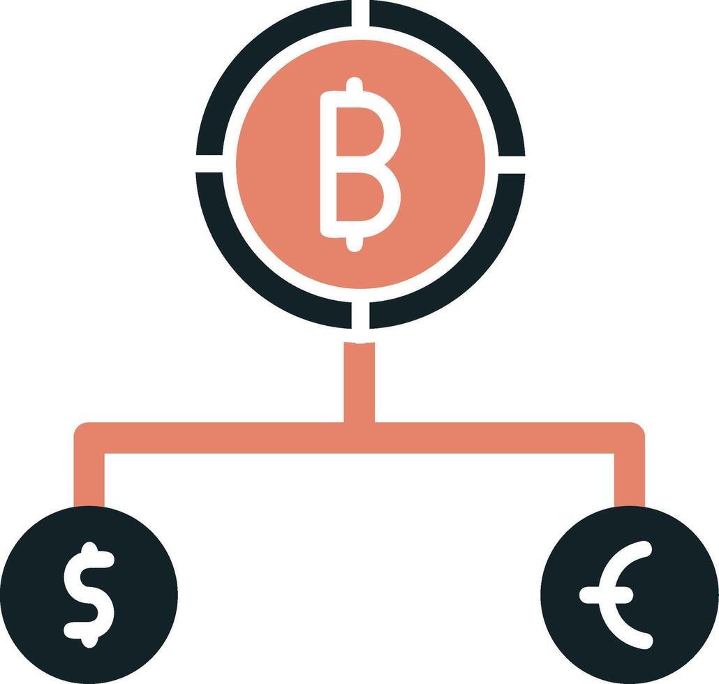 dividir moneda vector icono