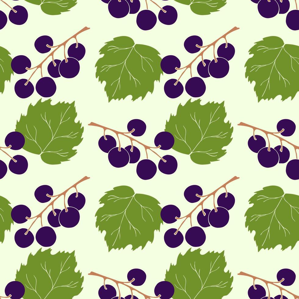 Black currant seamless pattern. Collection of berries. Vector illustration of berries for design menus, recipes and packages product.